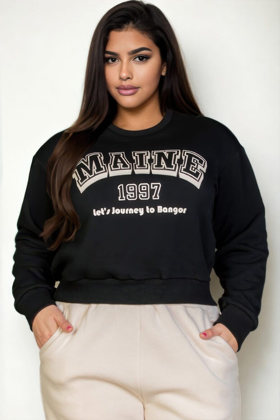 Plus size graphic drop shoulder sweatshirt