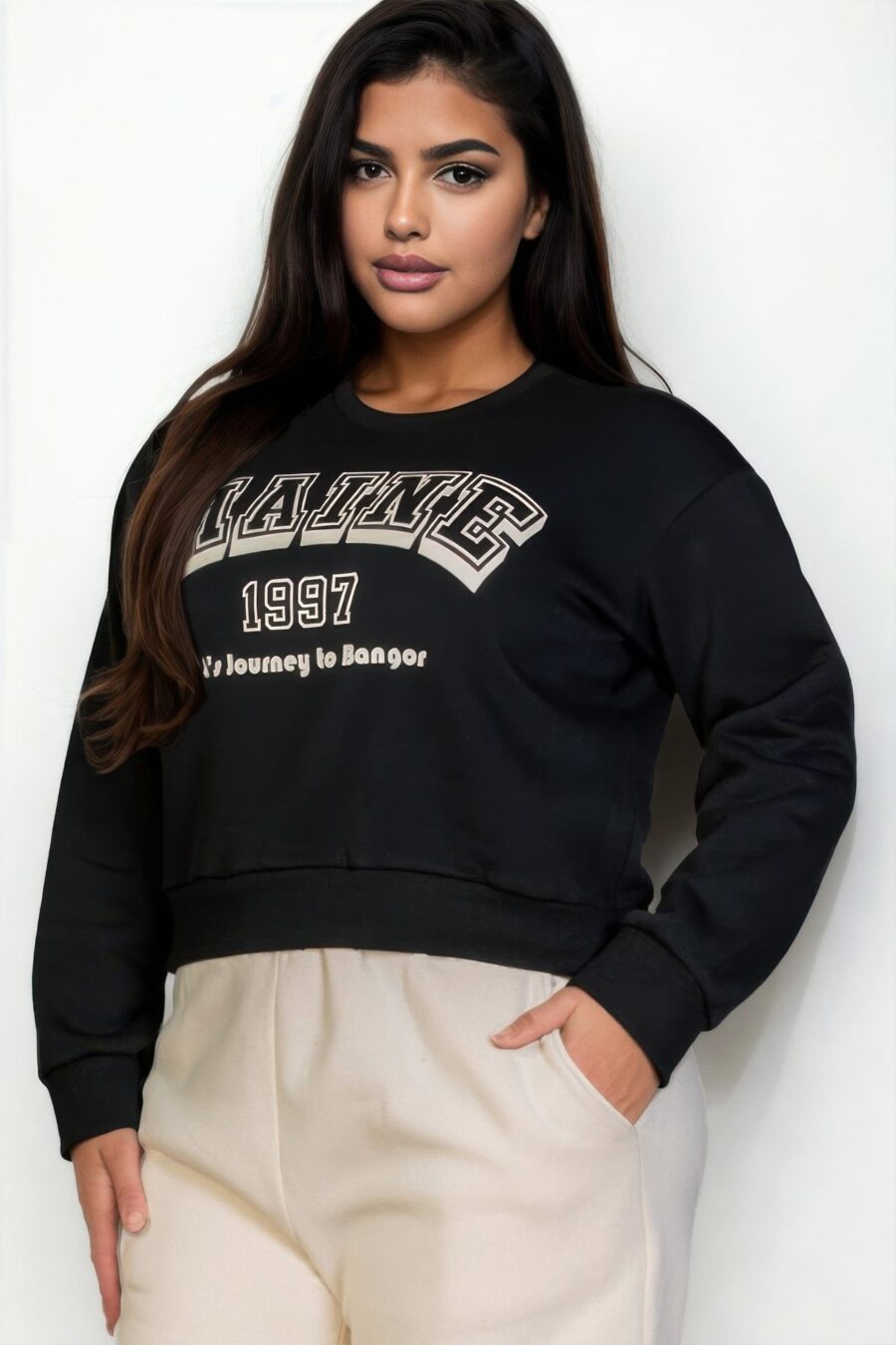 Plus size graphic drop shoulder sweatshirt