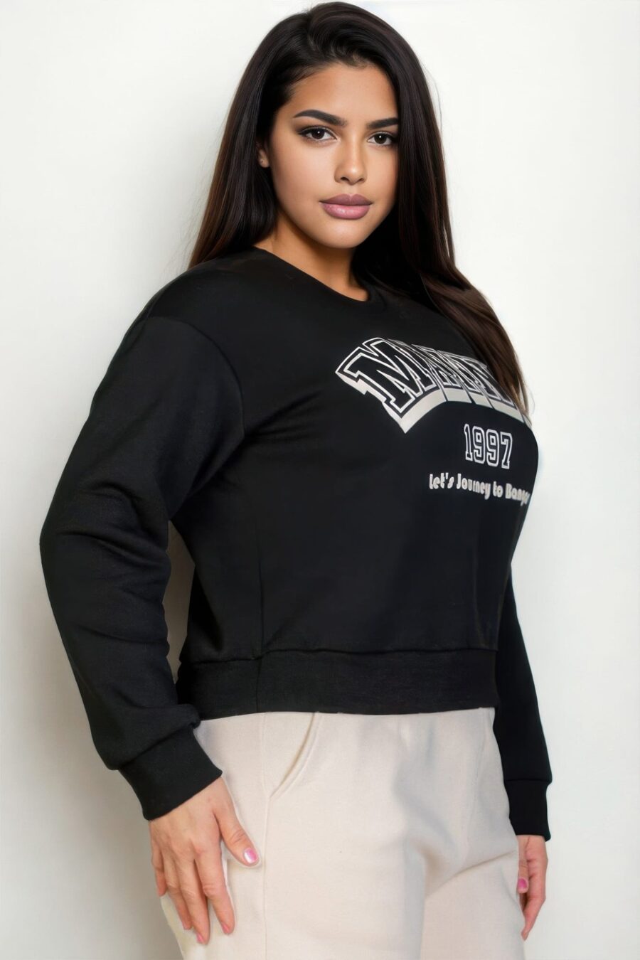 Plus size graphic drop shoulder sweatshirt