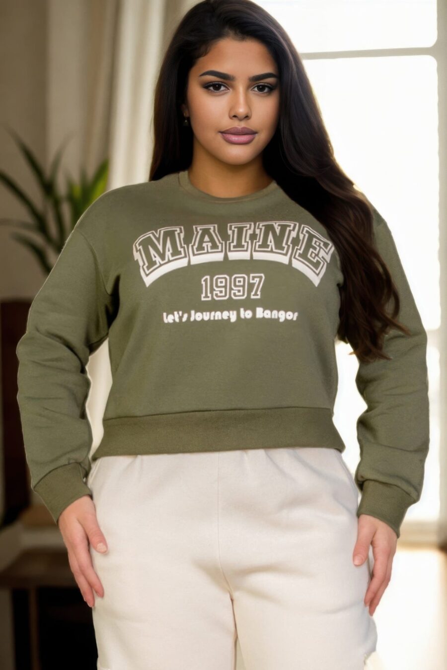 Plus size graphic drop shoulder sweatshirt