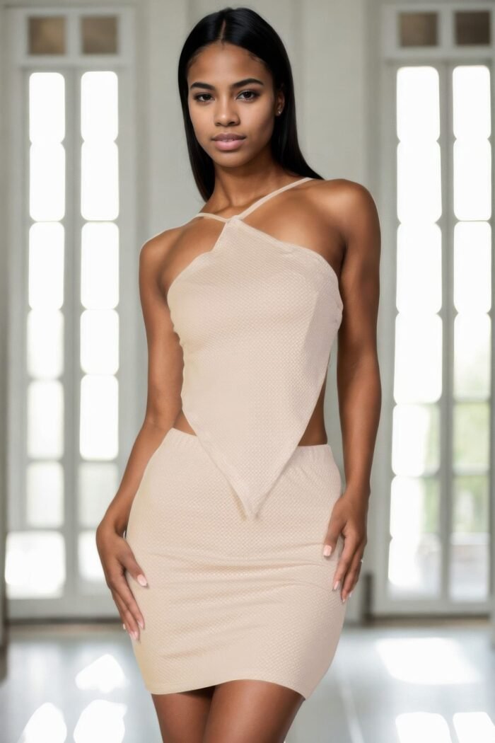 Backless v-hem halter top & mini skirt set - image 7