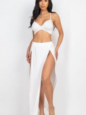 Bra Top & Side Slit Maxi Skirt