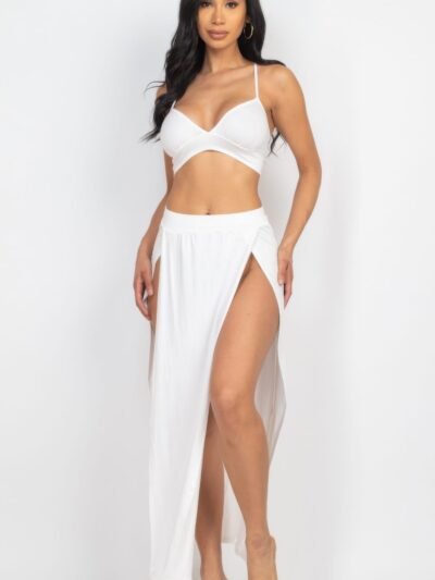 Bra Top & Side Slit Maxi Skirt