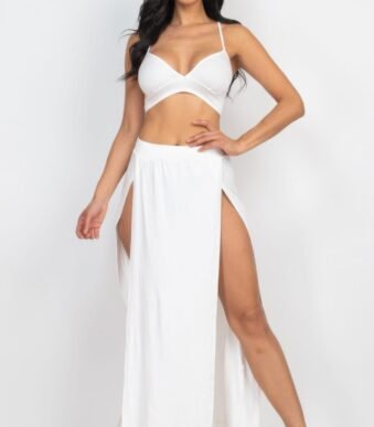 Bra Top & Side Slit Maxi Skirt