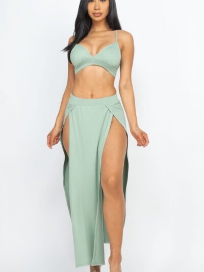 Bra Top & Side Slit Maxi Skirt Bra Top & Side Slit Maxi Skirt
