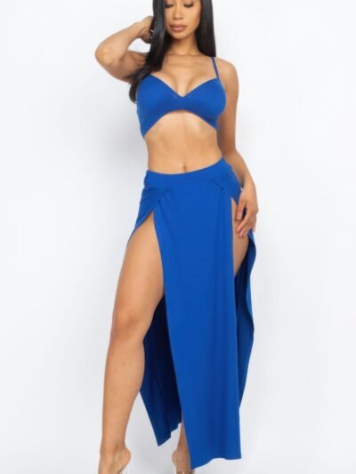 Bra Top & Side Slit Maxi Skirt Bra Top & Side Slit Maxi Skirt