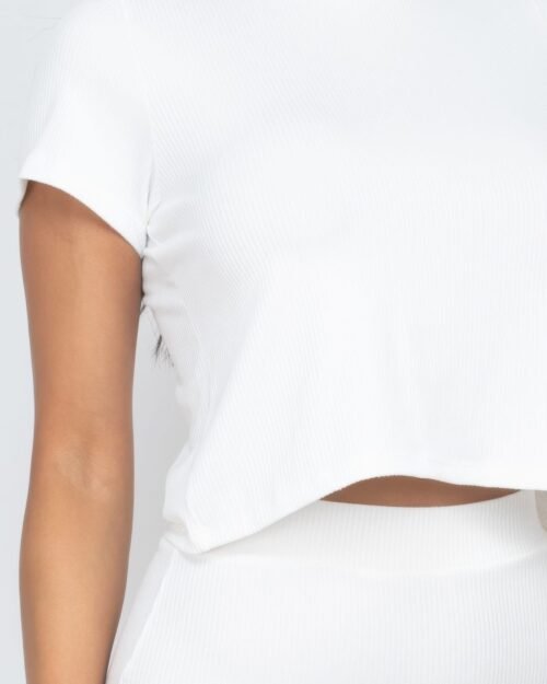 short sleeve ribbed top & midi skirt se