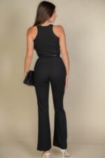 Ribbed Cropped Top And Bootcut Pants Sets - Image 6