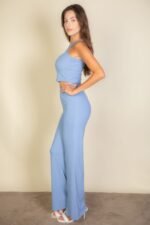 Ribbed Cropped Top And Bootcut Pants Sets - Image 12