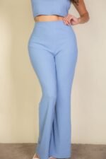 Ribbed Cropped Top And Bootcut Pants Sets - Image 14