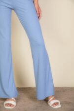 Ribbed Cropped Top And Bootcut Pants Sets - Image 15