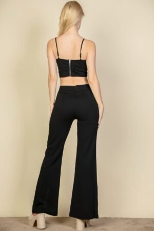 Bustier Crop Top & Front Slit Wide Leg Pants Bustier Crop Top & Front Slit Wide Leg Pants