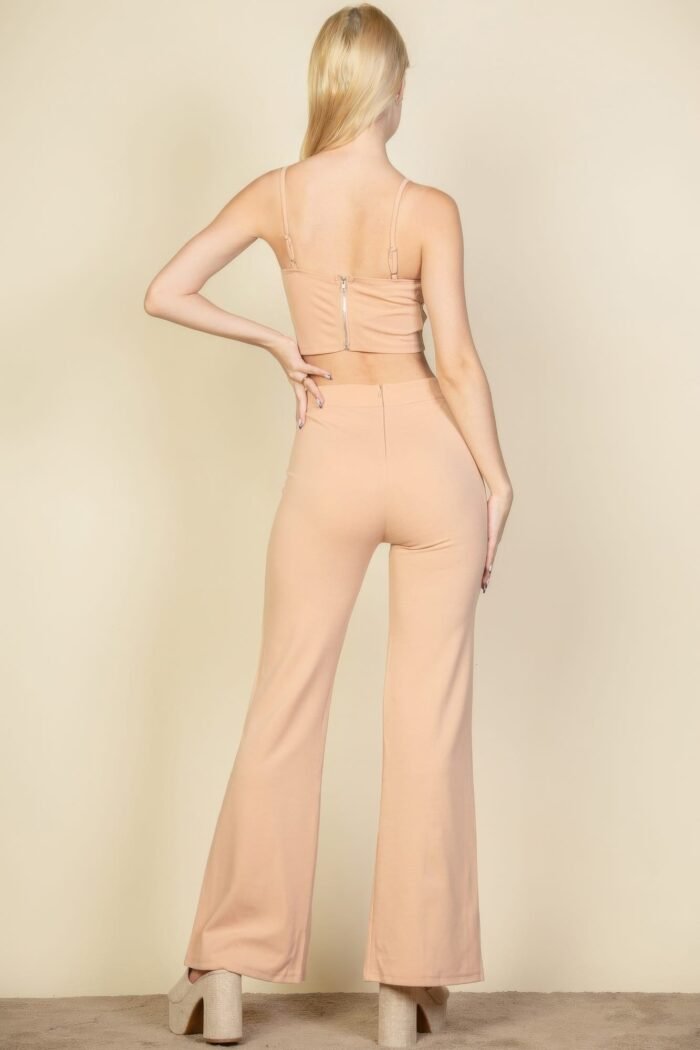 Bustier crop top & front slit wide leg pants - image 11