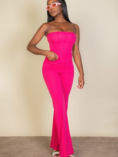 Strapless Corset Top & Flare Pants Set