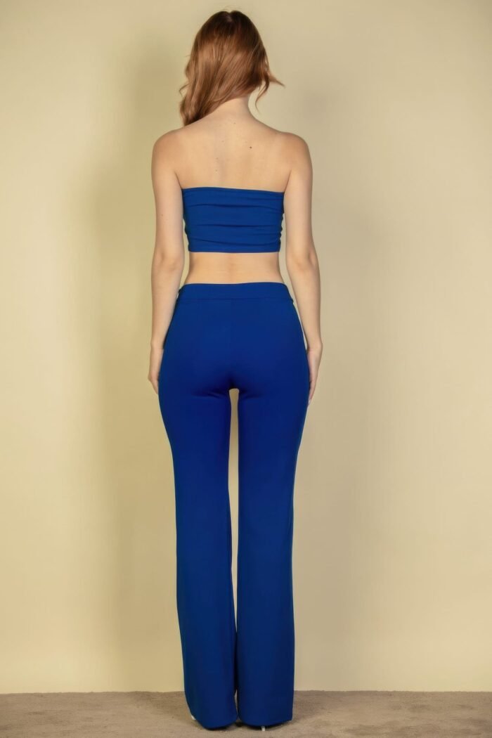 Strapless corset top & flare pants set