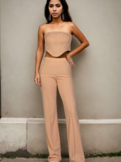 Strapless Corset Top & Flare Pants Set