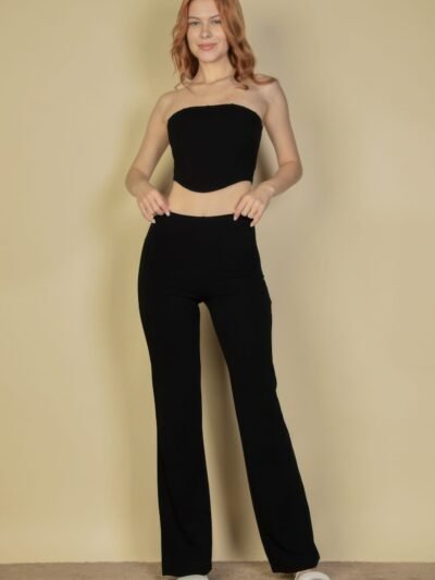 Strapless Corset Top & Flare Pants Set