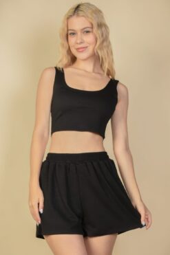 Crop Top Set for Women – Crop Tank Top & Shorts Outfit