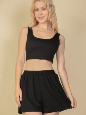Crop Top Set for Women – Crop Tank Top & Shorts Outfit