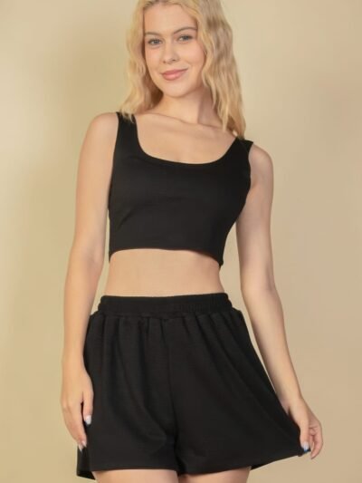 Crop Top Set for Women – Crop Tank Top & Shorts Outfit