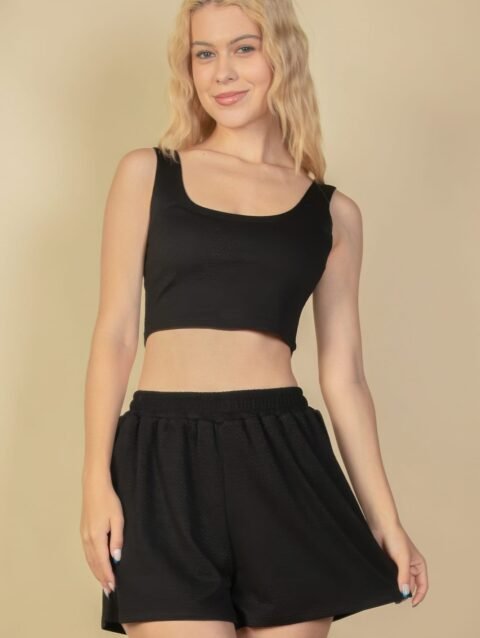 Crop Top Set for Women – Crop Tank Top & Shorts Outfit