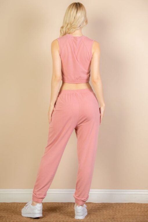 French Terry Elastic Waist Tank Top & Joggers Set - Image 5