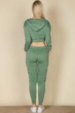 French Terry Cropped Cami With Zip-up Jacket And Joggers Set - Image 5