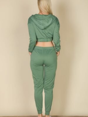 French Terry Cropped Cami With Zip-up Jacket And Joggers Set French Terry Cropped Cami With Zip-up Jacket And Joggers Set