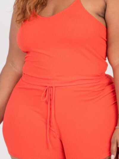 Plus Size Ribbed Crop Cami Top & Shorts Set Plus Size Ribbed Crop Cami Top & Shorts Set