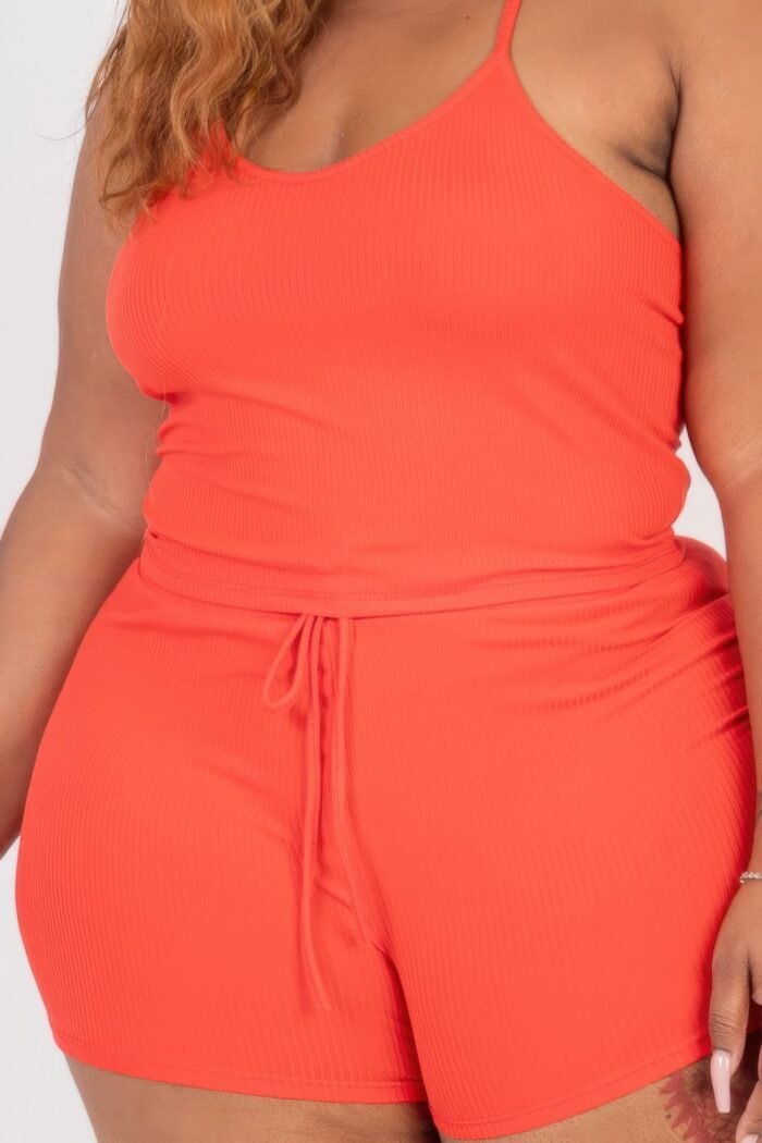 Plus size ribbed crop cami top & shorts set - image 4