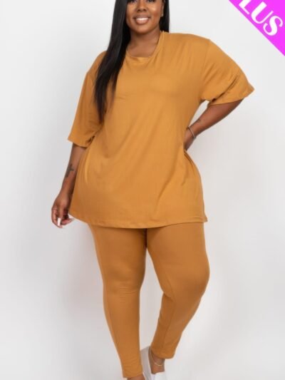Plus Size Oversized T-shirt & Leggings Set