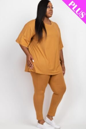 Plus Size Oversized T-shirt & Leggings Set Plus Size Oversized T-shirt & Leggings Set