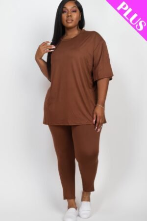 Plus Size Oversized T-shirt & Leggings Set Plus Size Oversized T-shirt & Leggings Set