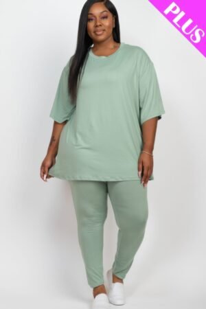 Plus Size Oversized T-shirt & Leggings Set Plus Size Oversized T-shirt & Leggings Set