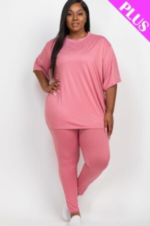 Plus Size Oversized T-shirt & Leggings Set Plus Size Oversized T-shirt & Leggings Set