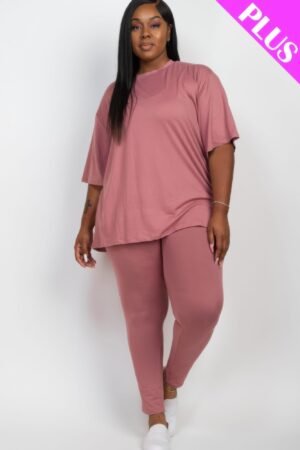 Plus Size Oversized T-shirt & Leggings Set Plus Size Oversized T-shirt & Leggings Set