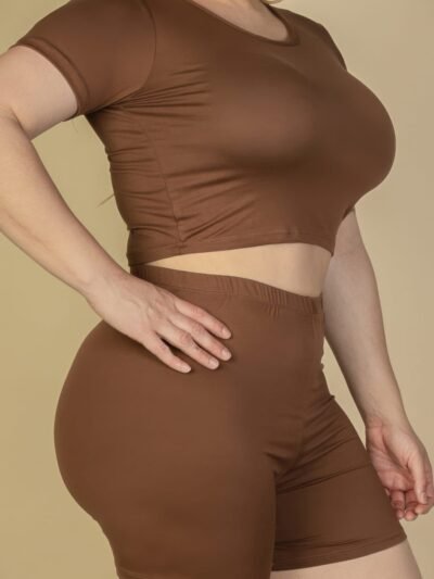 Plus Size Short Sleeve Crop Top & Shorts Set Plus Size Short Sleeve Crop Top & Shorts Set