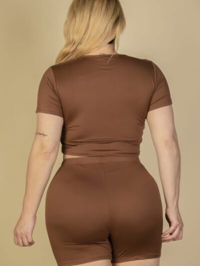 Plus Size Short Sleeve Crop Top & Shorts Set Plus Size Short Sleeve Crop Top & Shorts Set