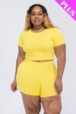 Plus Size Short Sleeve Crop Top & Shorts Set - Image 5