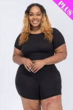 Plus Size Short Sleeve Crop Top & Shorts Set - Image 13