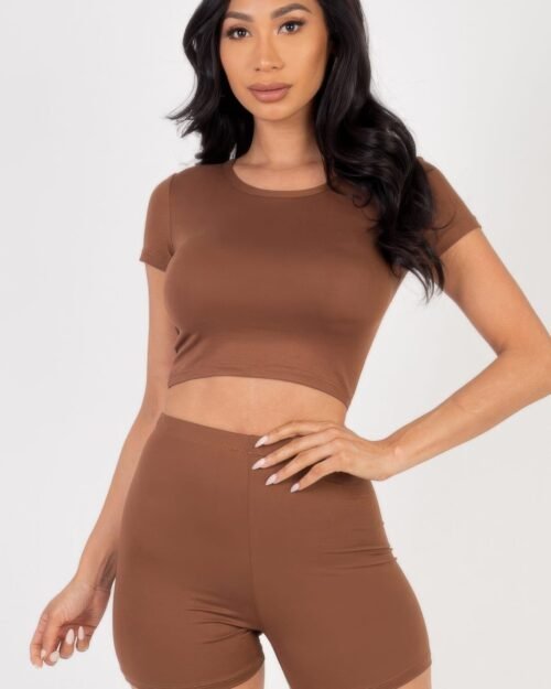 Short Sleeve Crop Top & Shorts Set