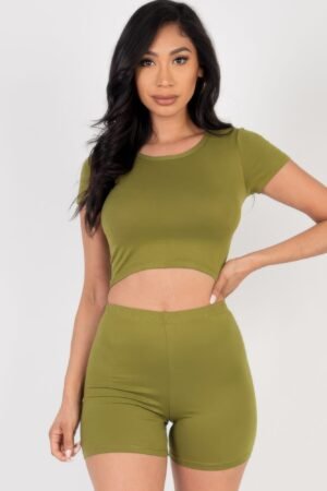 Short Sleeve Crop Top & Shorts Set Short Sleeve Crop Top & Shorts Set
