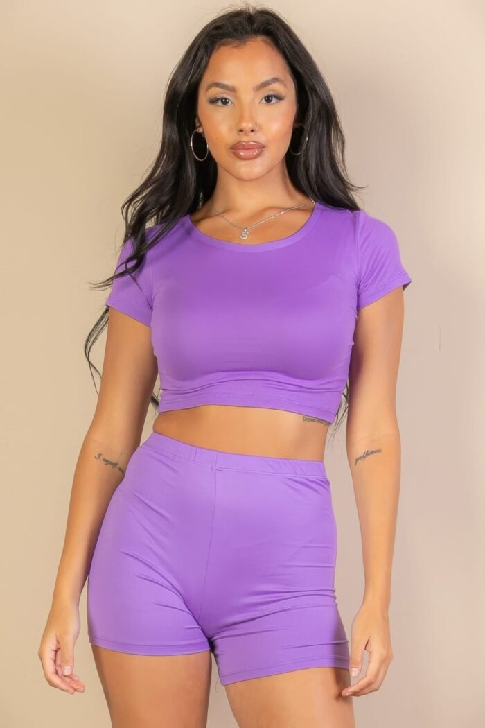 Short sleeve crop top & shorts set