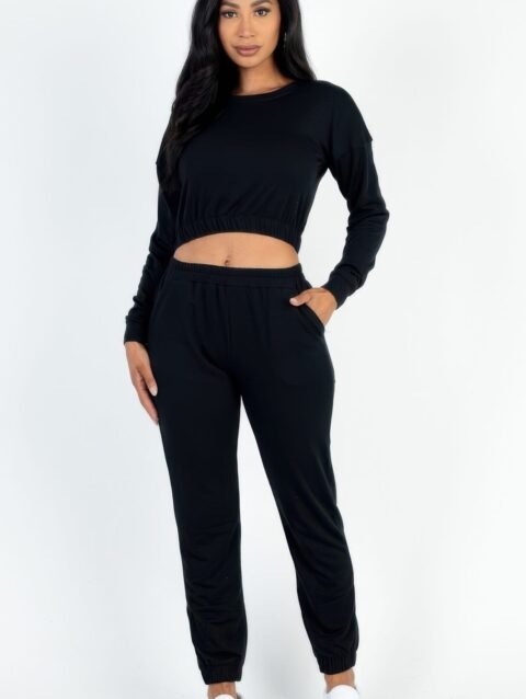 French Terry Elastic Waist Pullover & Joggers Set