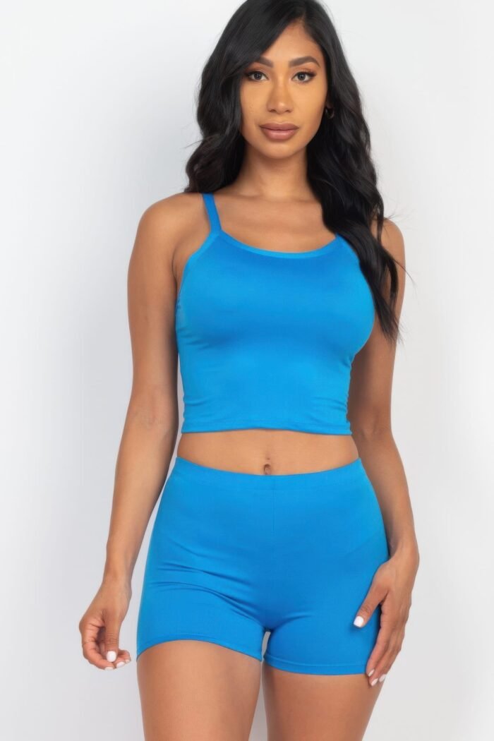 Split back cami top & shorts set