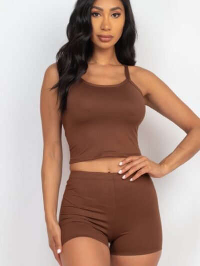 Split Back Cami Top & Shorts Set Split Back Cami Top & Shorts Set