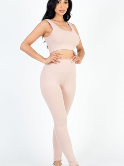 Ribbed Crop Top & Leggings Set Ribbed Crop Top & Leggings Set