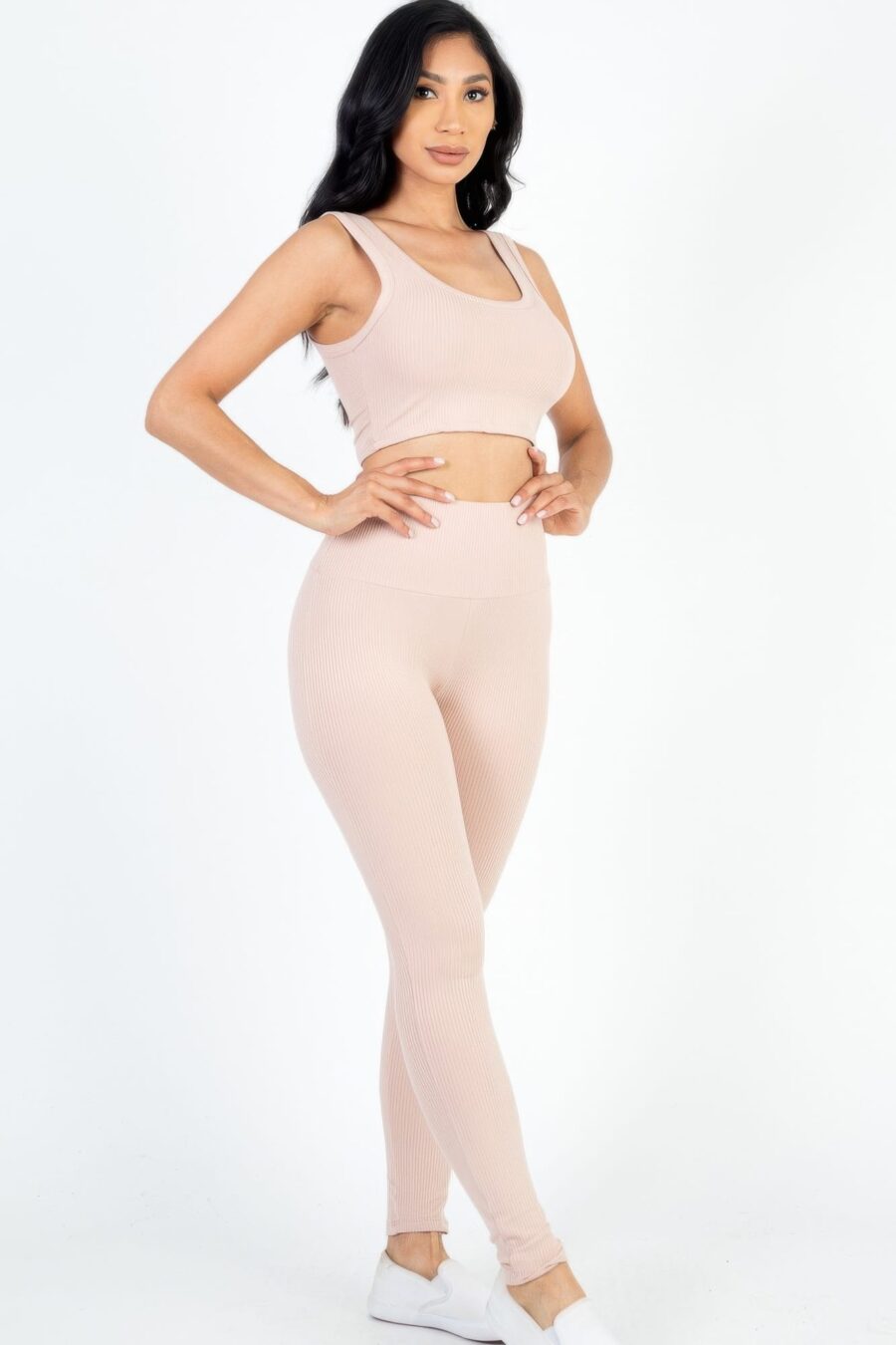 Ribbed crop top & leggings set