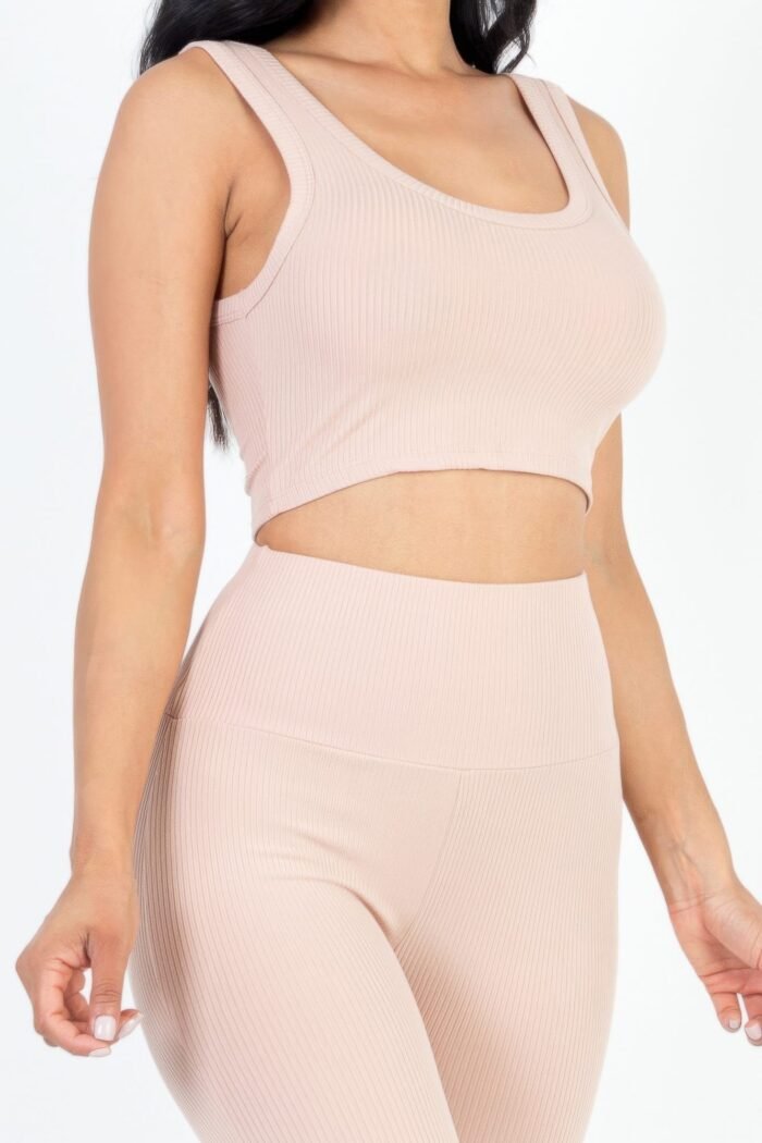 Ribbed crop top & leggings set
