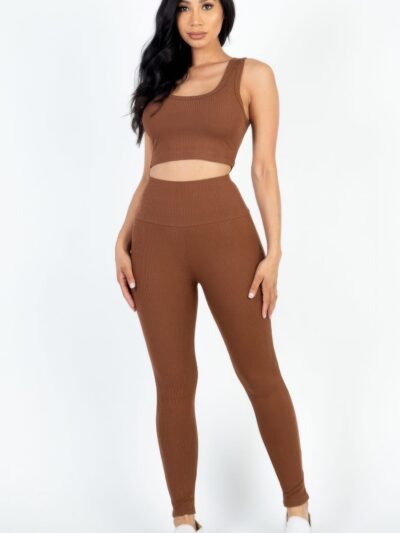 Ribbed Crop Top & Leggings Set Ribbed Crop Top & Leggings Set